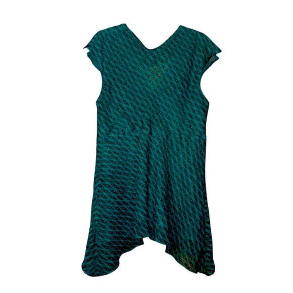 LANE BRYANT Flowy Flutter Long Tunic Top 2X 18/20 Dressy‎ Turquoise Green V-Neck - Picture 2 of 9